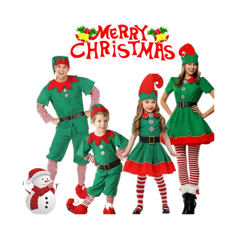 Photos - Fancy Dress  Elf Costume Cosplay Family Set Adult Kids Xmas Nightwear Pajamas Pjs Set(Girls, 90cm)