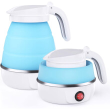 Foldable Electric Kettle 600ML Portable Travel Kettle Food Grade Silicone Blue
