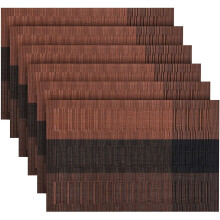 Set of 6 Placemats?Dining Table Mats Washable Heat Resistant Non-slip Kitchen and Dining Table Place Mats Brown