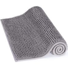 Non-slip 50 x 80 cm Chenille Bath Mat, Easy to Clean Bathroom Mats, Soft Shower Rug, Grey
