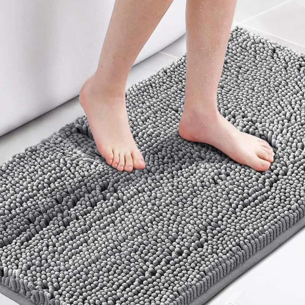 Bath Mat Superfine Fiber Bathroom Mat 50x80 cm Anti-Slip Bath Carpet Absorb Water Grey-image-OPC-PFGFFF9-NEW