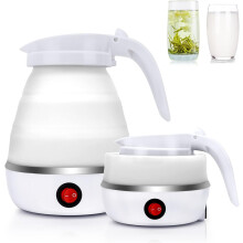 Foldable Electric Kettle 600ML Portable Travel Kettle Food Grade Silicone White