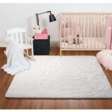 Living Room Rug Shaggy Bedroom Carpets 80x160cm Soft Floor Mat Washable White
