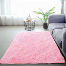 Living Room Rug Shaggy Bedroom Carpets 80x160cm Soft Floor Mat Washable Light Pink
