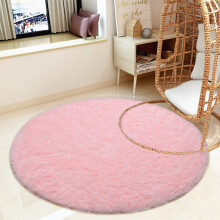 Living Room Rug Round Ø80cm Bedroom Carpets Shaggy Floor Mat With Non-Slip Bottom Pink