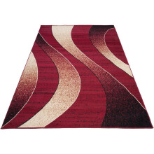 Living Room Rug Soft 120x140cm Bedroom Carpets Wave Pattern Floor Mat Modern Design Red