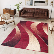 Living Room Rug Soft 80x120cm Bedroom Carpets Wave Pattern Floor Mat Modern Design Red