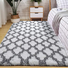 Living Room Rug Anti-Slip Soft Bedroom Carpets 120x200cm Floor Mat Fluffy White