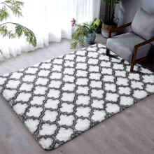 Living Room Rug Anti-Slip Soft Bedroom Carpets 160x200cm Floor Mat Fluffy White