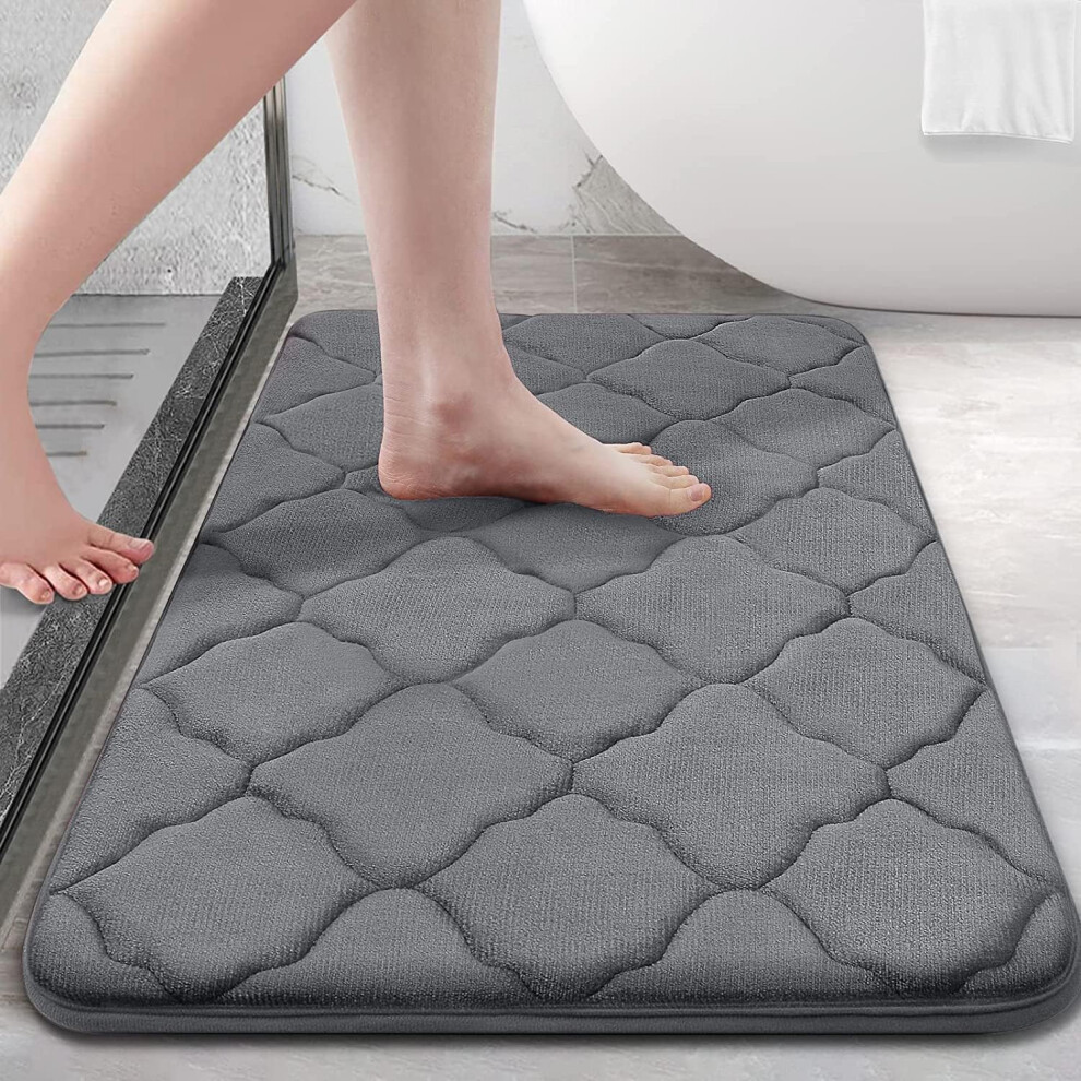 Bath Mat Anti-Slip 50x80cm Bathroom Mat Soft Memory Foam Bath Carpet Absorb Water Dark Grey-image-OPC-PFGFFTG-NEW
