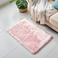 Living Room Rug Artificial fur Indoor Carpet 60x90cm Floor Mat Simple Pink