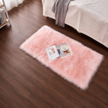 Living Room Rug Artificial fur Indoor Carpet 70x120cm Floor Mat Simple Pink