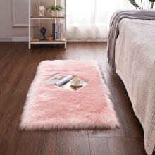 Living Room Rug Artificial fur Indoor Carpet 60x150cm Floor Mat Simple Pink