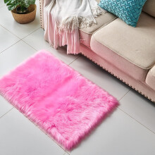 Living Room Rug Artificial fur Indoor Carpet 60x90cm Floor Mat Simple Rose Red