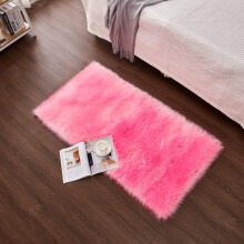 Living Room Rug Artificial fur Indoor Carpet 60x150cm Floor Mat Simple Rose Red