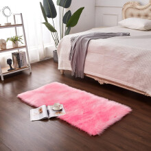 Living Room Rug Artificial fur Indoor Carpet 70x150cm Floor Mat Simple Rose Red