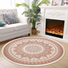 Living Room Rug round Ø120cm Bedroom Carpets Cotton Floor Mat Tassel Mandala Red