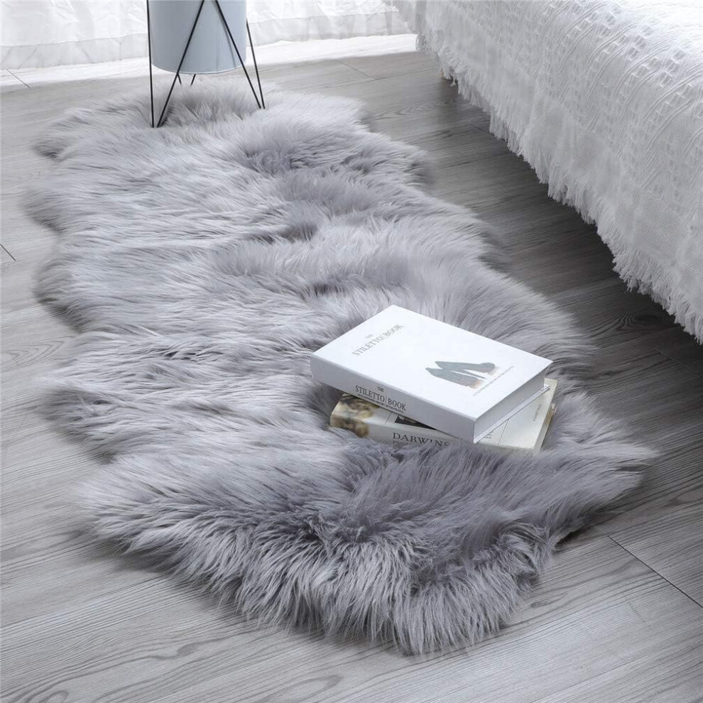 Living Room Rug Shaggy Bedroom Carpets 60x180cm Fluffy Floor Mat Soft Grey