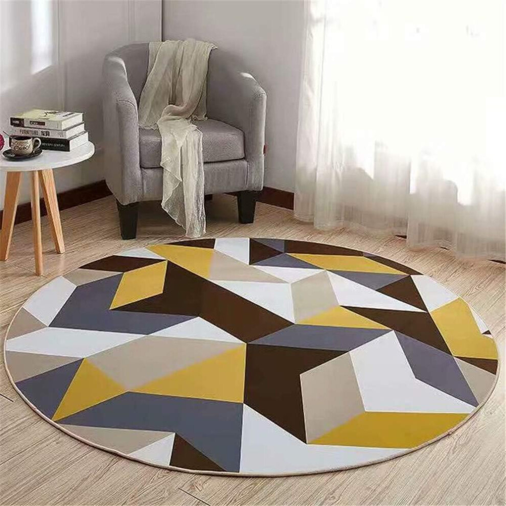 Living Room Rug Round Ã80cm Bedroom Carpets Anti-Slip Indoor Carpets Machine Washable-image-OPC-PFGFG5M-NEW