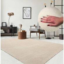 Living Room Rug Short Velvet Bedroom Carpets 120x160cm Soft Indoor Carpets Anti-Slip Off White
