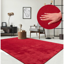 Living Room Rug Short Velvet Bedroom Carpets 120x160cm Soft Indoor Carpets Anti-Slip Red