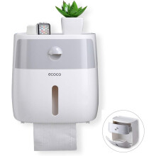 Toilet Roll Holder,Self Adhesive, Wall Mount, Waterproof Dust Cover,with Storage Box,for Roll Paper,Fold Paper Towel Multifold Paper ,grey