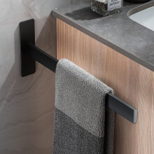Towel Holder No Drilling Towel Rail Bathroom Towel Holder Wall Self-Adhesive Hand Towel Holder Stick Stainless Steel Black Matt 38cm