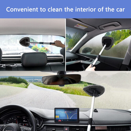 Windshield Cleaner Tool Microfiber Car Window Cleaner with Extendable Long Handle 1