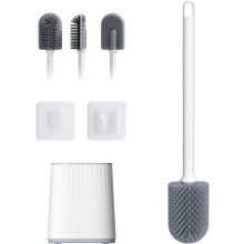 Toilet Brush Flat Silicone Antibacterial WC Brush with Quick Dry Stand Cleaning Brush