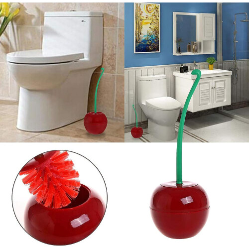 Toilet Brush Creativity WC Brush with Plastic Storage Box Red Cherry 1
