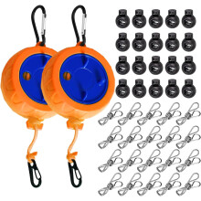 2 Pcs Retractable Clothesline 10M Indoor and Outdoor Drying Rack Portable Dryer Orange
