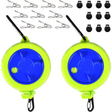 2 Pcs Retractable Clothesline 10M Indoor and Outdoor Drying Rack Portable Dryer Yellow