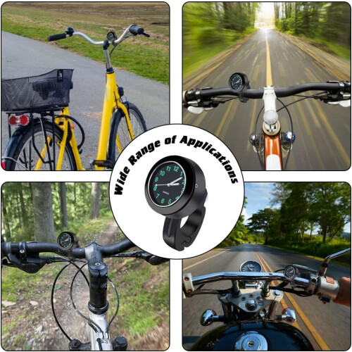 Motorcycle Handlebar Clock Waterproof Bicycle Motorcycle Watch Handlebar Clock Universal Black 1