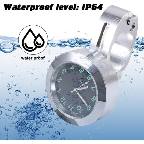 Motorcycle Handlebar Clock Waterproof Bicycle Motorcycle Watch Handlebar Clock Universal Silver 2