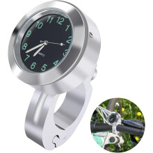 Motorcycle Handlebar Clock Waterproof Bicycle Motorcycle Watch Handlebar Clock Universal Silver