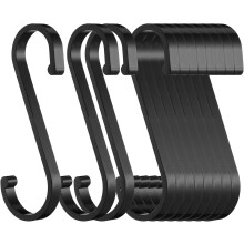 Butcher hooks, 15PCS, black S hooks, stainless steel , anti-rust metal, metal hanging hooks, black metal hook, stainless steel hooks