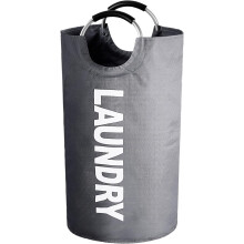 Laundry Basket 90L Large Capacity Foldable Laundry Bag with Aluminum Handle Gray