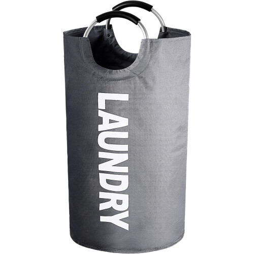 Laundry Basket 90L Large Capacity Foldable Laundry Bag with Aluminum Handle Gray
