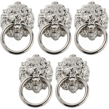 Set of 5 Brass Lion Hornock Knocker Trial Lion Ring Pulls Handle Cover Classic Lion Knocker (2. 7 X 1. 6 Inch Assorted Color)