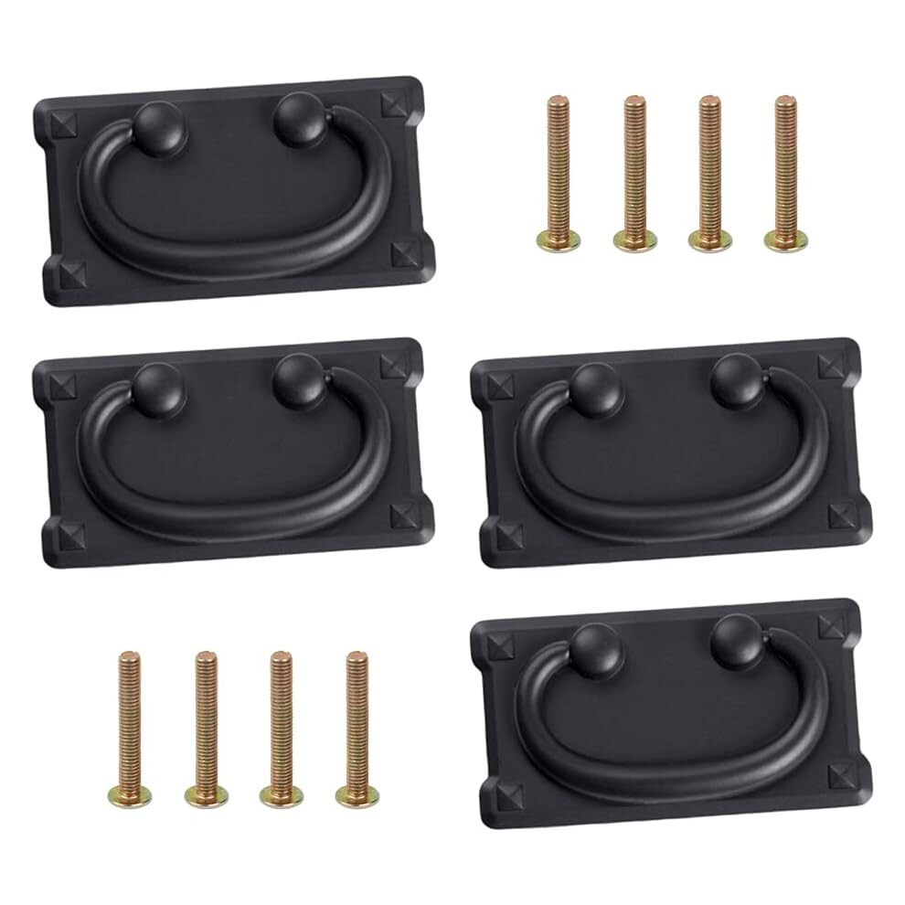 Vintage Antique Drawer Pulls 4Pcs Black Antique Pull Handles Furniture Handle With Ring Pull Drawer Ring Pull Handle Furniture Knob With Screws 4055695021287