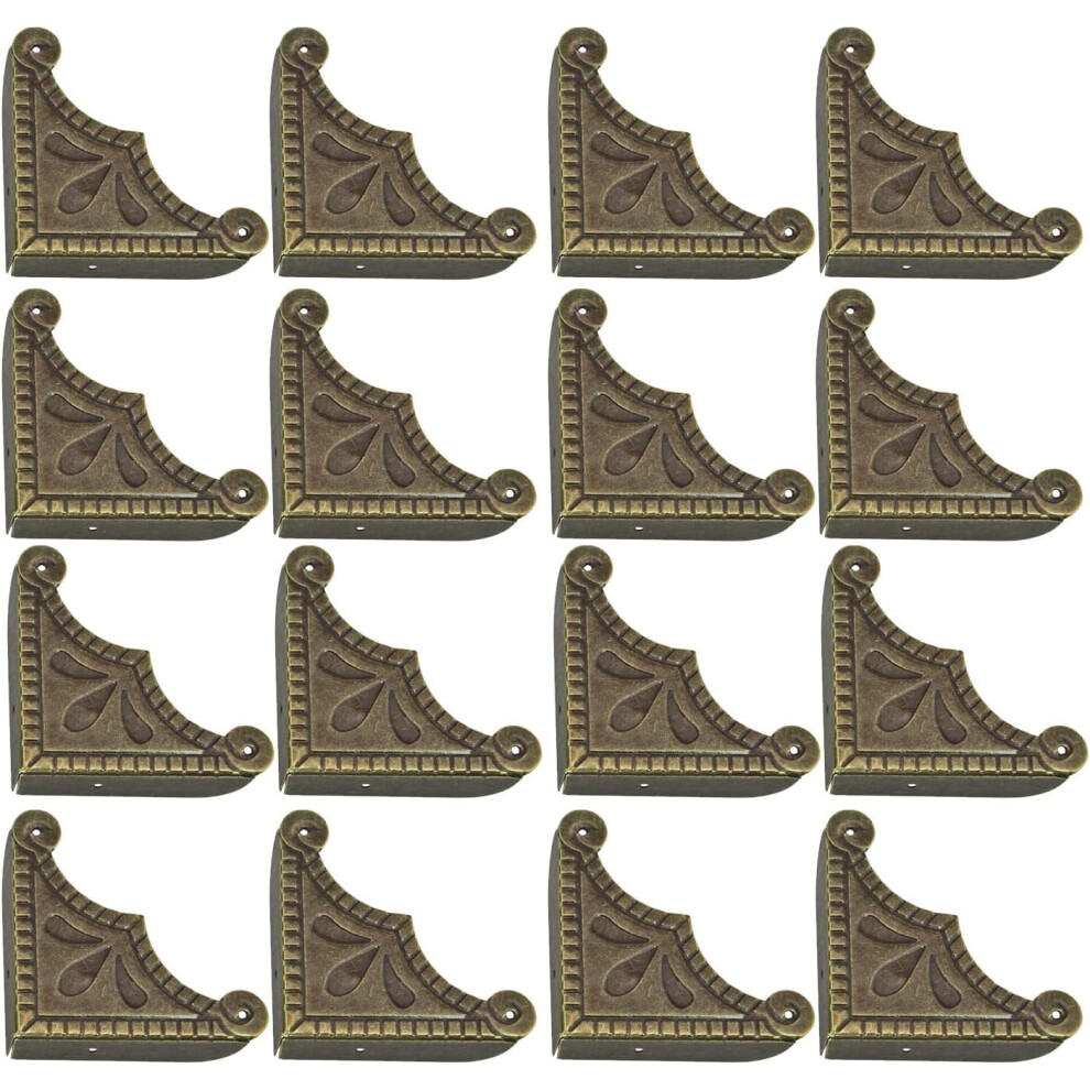 Yao96266 56Mm 16Pcs Furniture Vintage Corner Protectors,Decorative Large Antique Corner,Metal Corner Guard,Wood Gift Box Decorative Corner Bronze