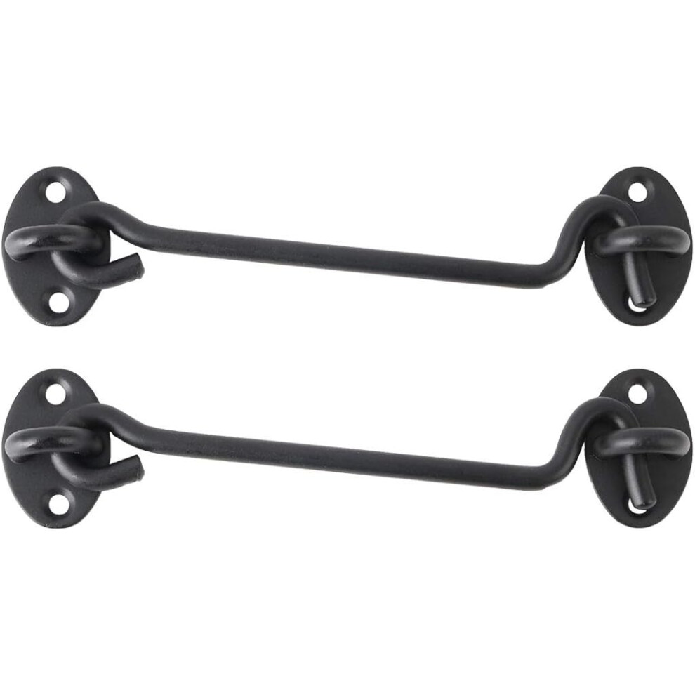 Cabin Hook Catch Latch Door Window Sliding Latch Door Eye Latch Bolt Shutters Garage Gate Barn Stainless Steel With Screws Black 2Pcs 10 Inch 4055695021584