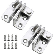 2 Pairs Gate Latch Lock Sliding Door Lock Bolt Stainless Steel Buckle Door Lock Anti-Theft Protection Padlock Hasp with Screws (Open to The Right)