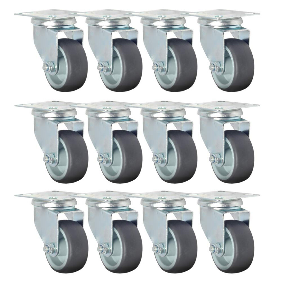 Castor Wheels Heavy Duty Swivel Transport Rollers Polypropylene Castors 12 Pcs Maximum Load 50 Kg Per Wheel 50 Mm 4055695021768