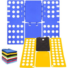 2 Pcs Shirt Folder Clothes Folding Board Durable Plastic Clothes Storage Board Suitable for Adults and Children Respectively Blue+Yellow