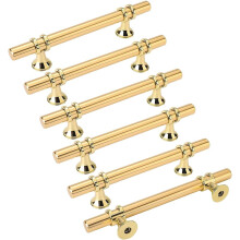 6 x Gold Cabinet Handles with Gold Handles for Kitchen Door Handles and Drawer Pulls Brass Gold Handles for Furniture Spacing 128 mm