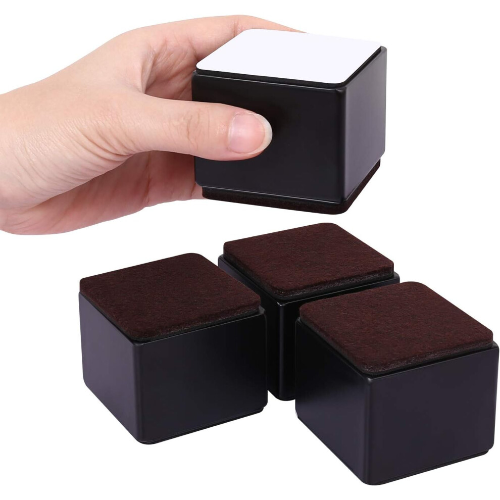 5Cm Lift Furniture Risers Carbon Steel Bed Risers, 6Cm Self-Adhesive Heavy Duty Adds 5Cm Height To Beds Sofas Cabinets Supports 20,000 Lbs Black 4055695021867