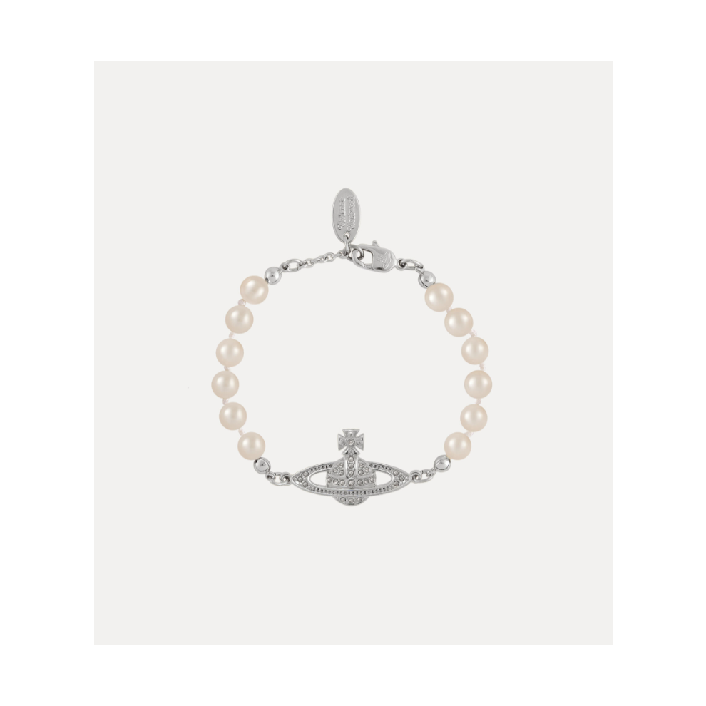 Vivienne Westwood Mini Bas Relief Pearl Bracelet White