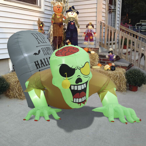 Living And Home Halloween Inflatable Zombie Tombstone with Lights 1