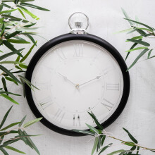 Black & Silver Pocket Fob Watch Round Vintage Retro Wall Clock